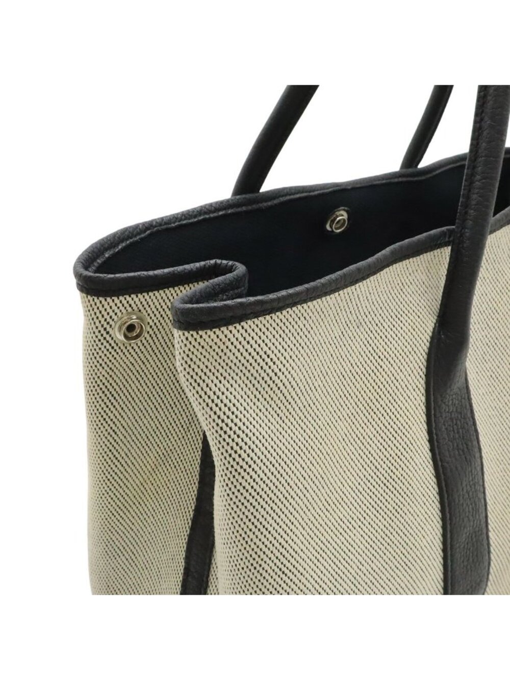 Hermes Garden Party PM Tote Canvas Leather Off White Black Silver - Picture 7 of 8